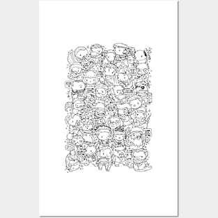 Black and white Doodle style artists animals puns Posters and Art